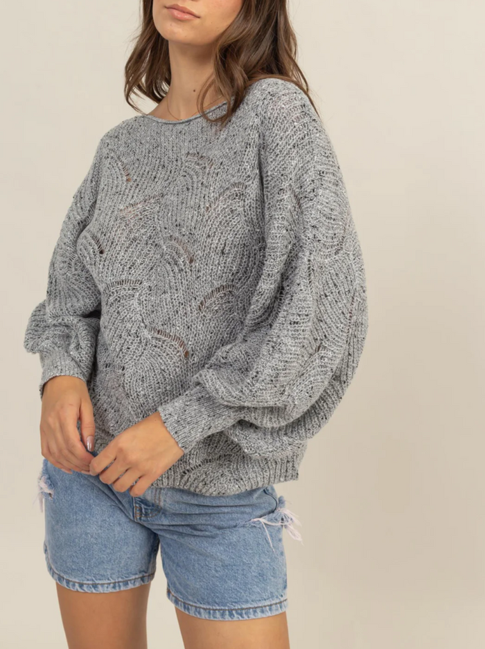 Pointelle Chunky Knit Sweater