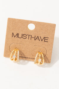 Pave Layered Hoop Huggie Earrings