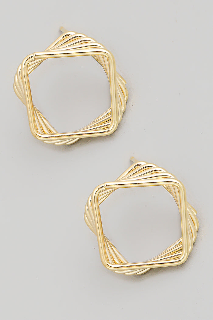 Layered Square Cutout Post Earrings