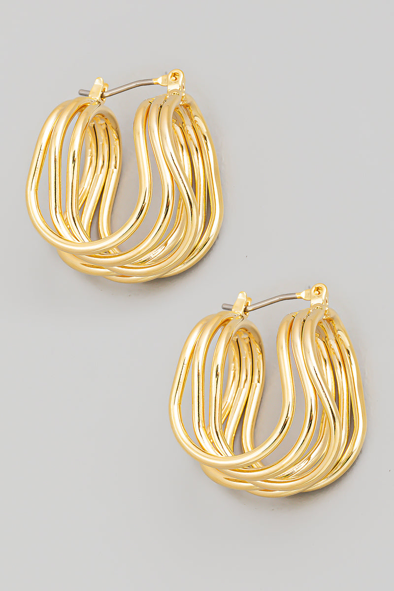 Multi Strand Wave Hoop Earrings