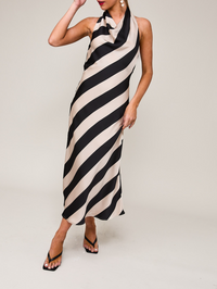 Halter Cowl Neck Midi Dress