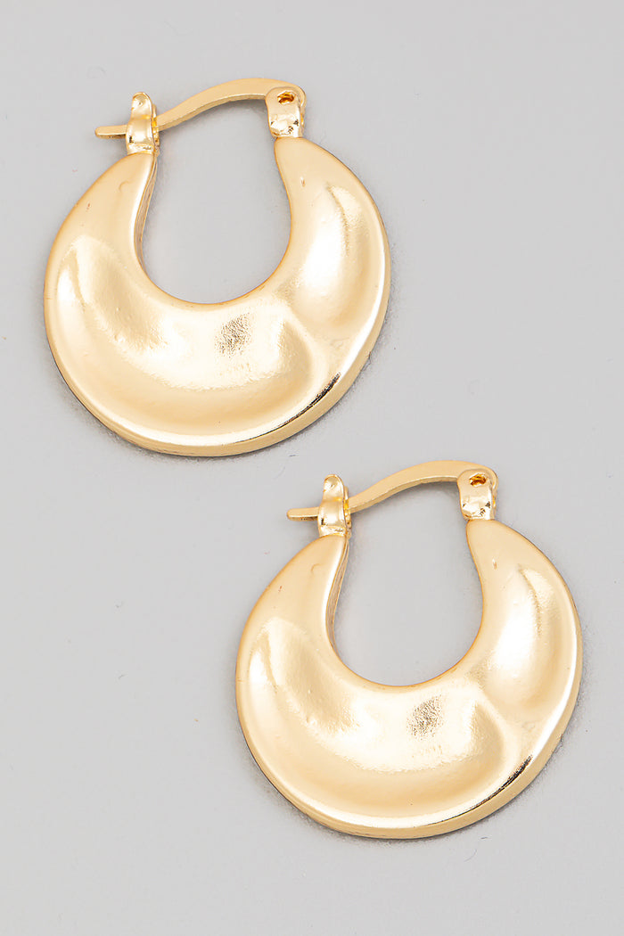 Hammered Round Disc Hoop Earrings