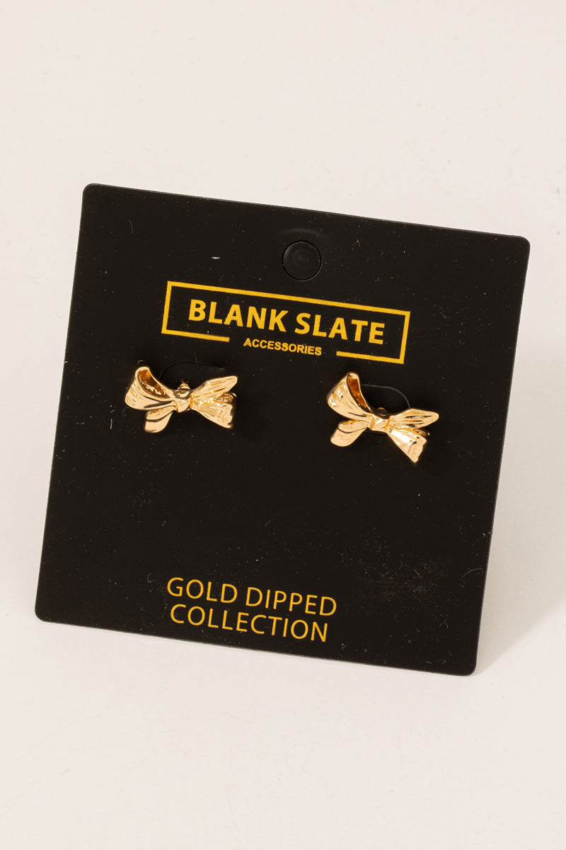 Gold Dipped Ribbon Stud Earrings