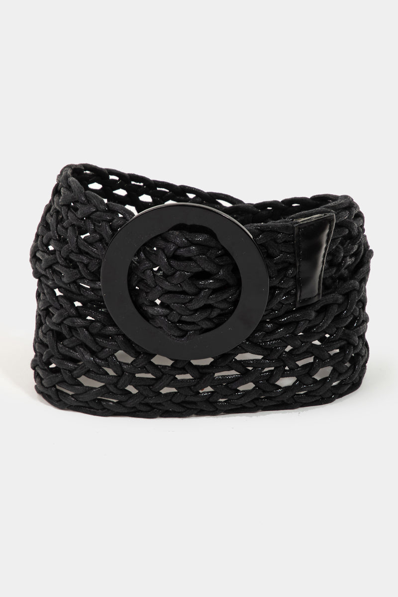 Round Buckle Braided Belt