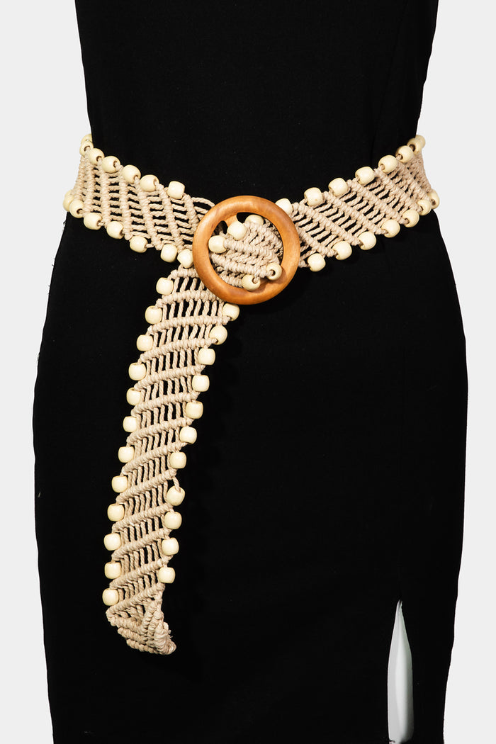 Beaded Trim Braided Belt