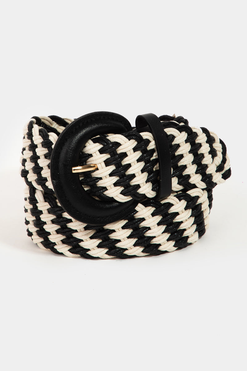 Two Tone Striped Braided Belt