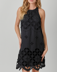 Layered Halter Neck Lace Dress with Scallop Hem