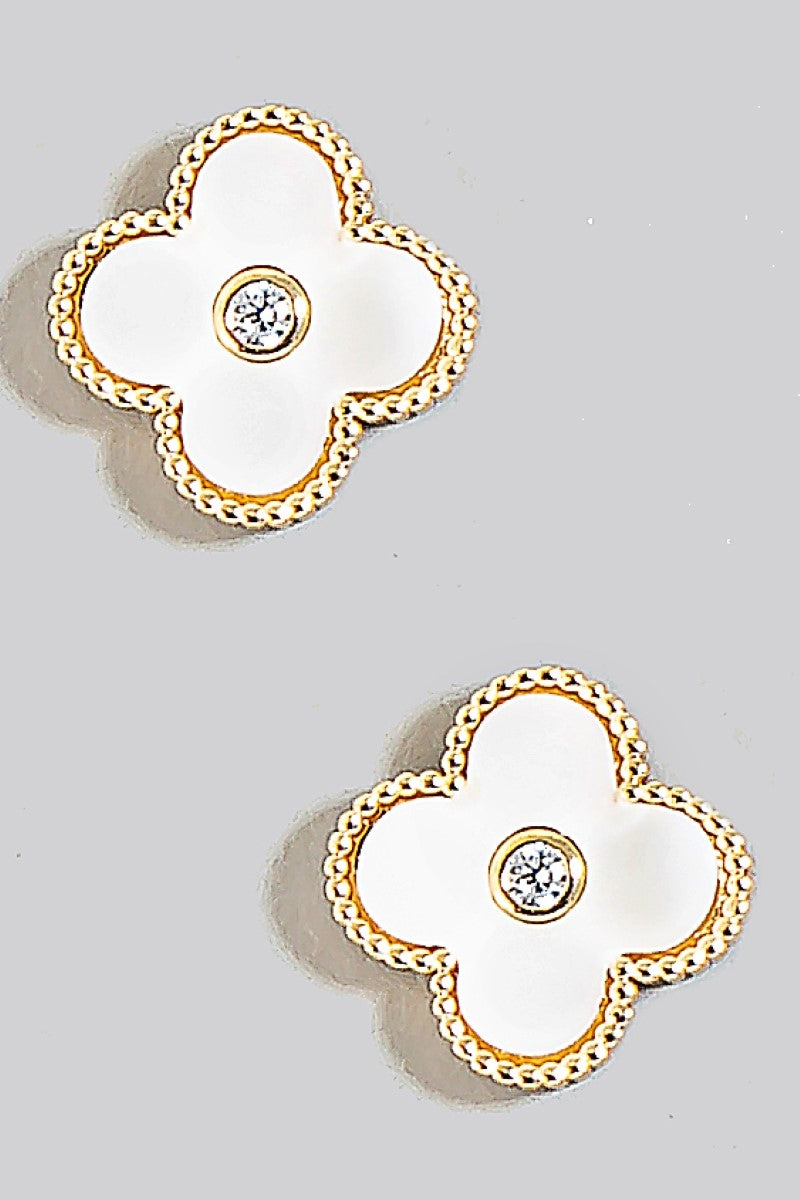 Mother of Pearl Clover Stud Earrings