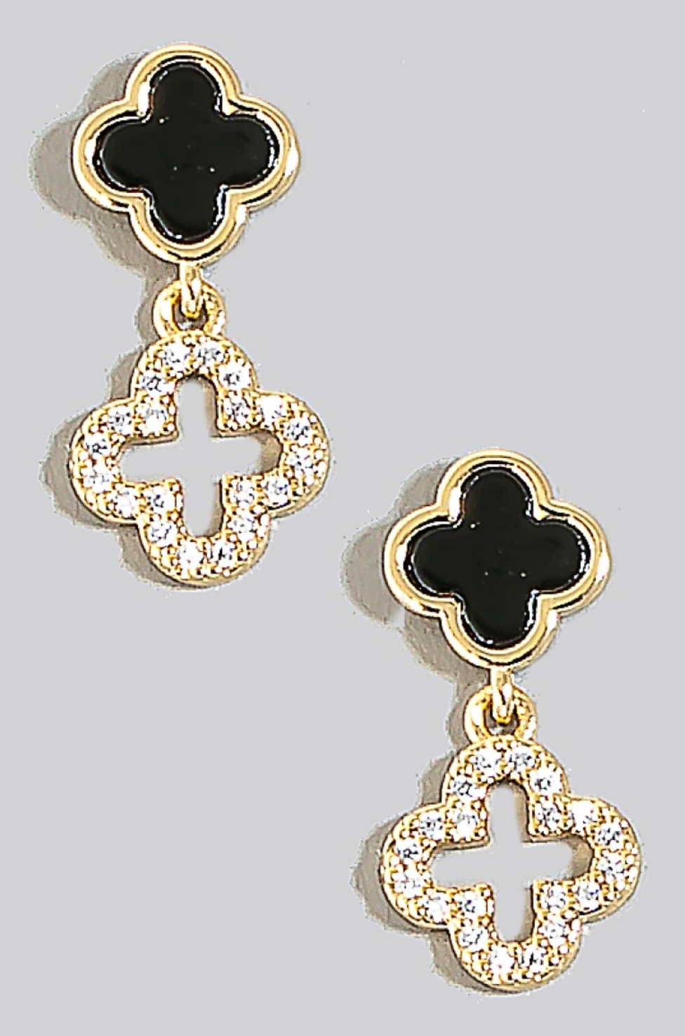 Mother of Pearl Double Clover Dangle Earrings