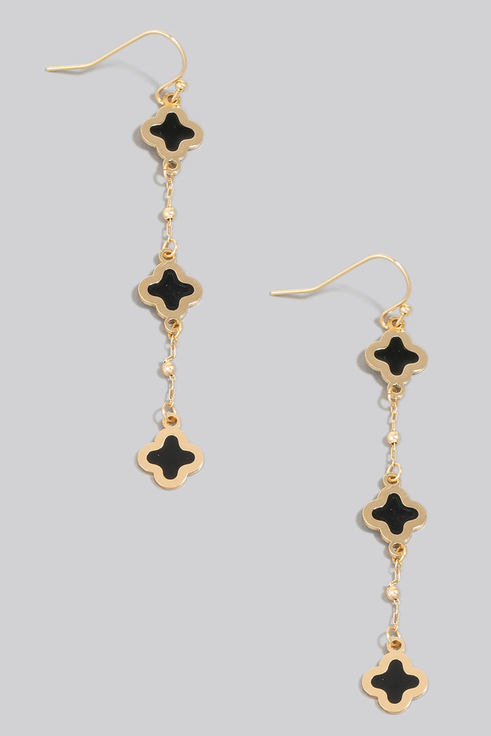 Enamel Clover Charms Chain Dangle Hook Earrings