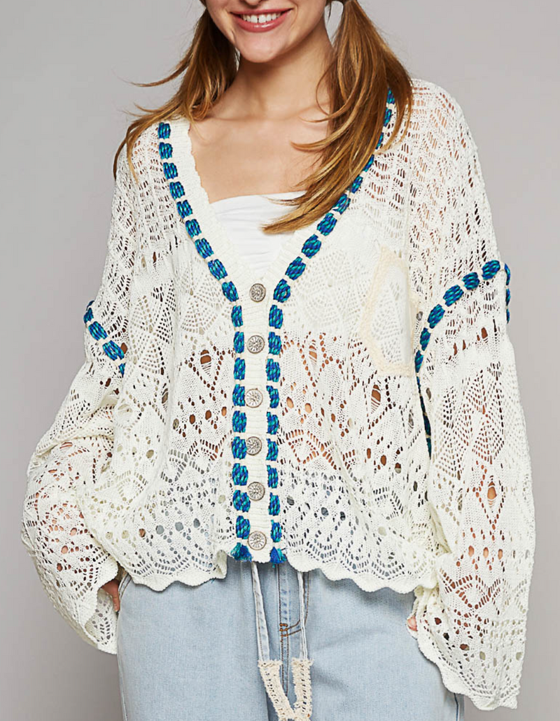 V-Neck Sleeve Oversized Fit Cardigan