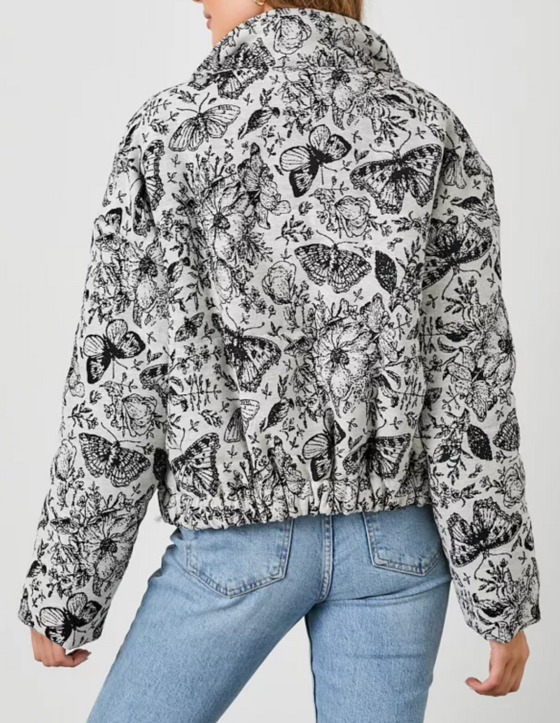 Floral Jacquard Puff Jacket