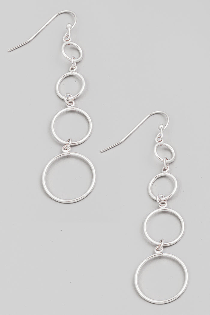 Metallic Wire Hoop Chain Dangle Earrings