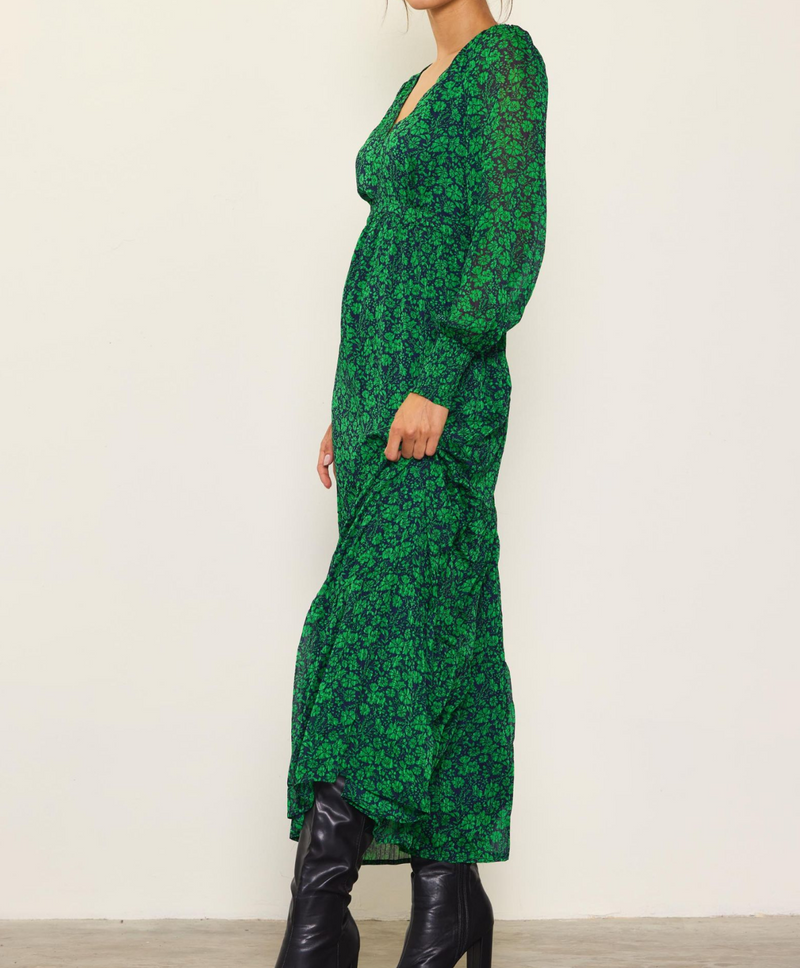 Floral Print Long Sleeve Maxi Dress