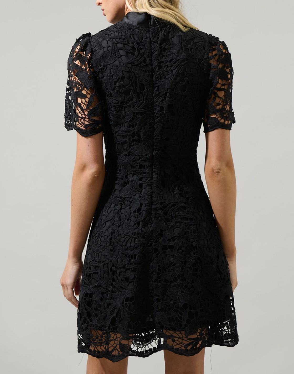 Bow Embroidered Mini Dress