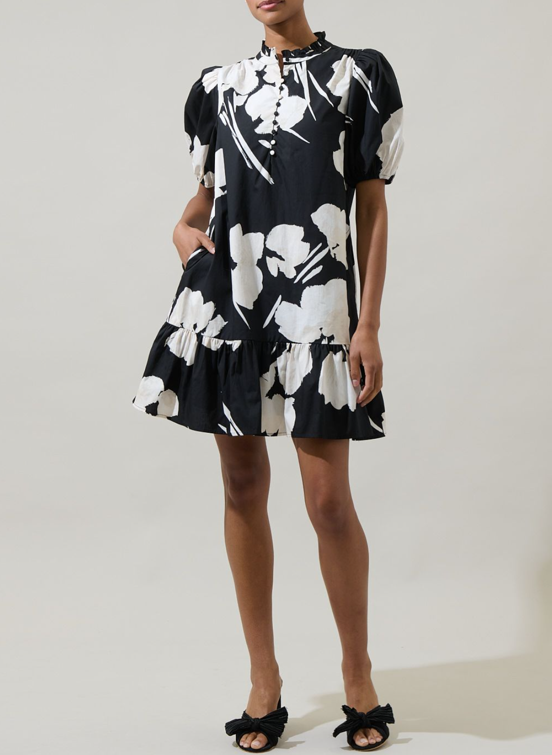 Shadow Floral Shift Mini Dress