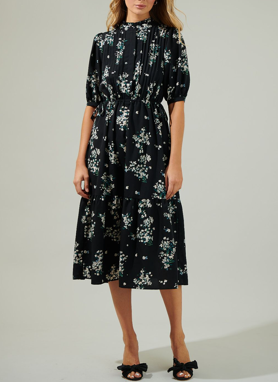 Floral Pleated Midi Dress