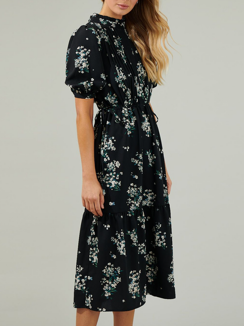 Floral Pleated Midi Dress