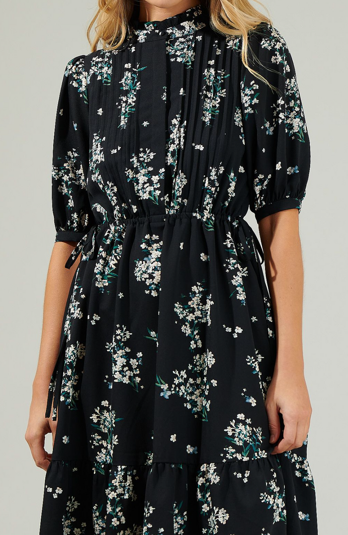 Floral Pleated Midi Dress